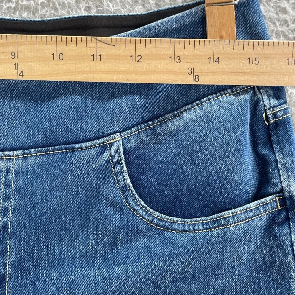 Halara Flare Jeans Women L Tall Blue Denim Pull On High Waist Stretch Bootcut - Picture 3 of 15
